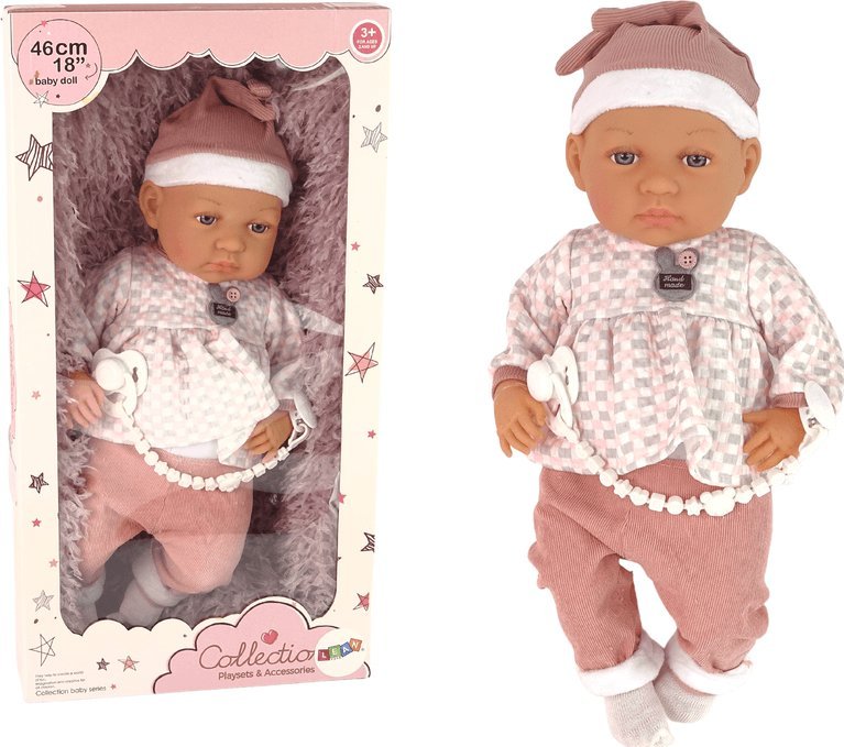 LeanToys Bábika Bobas 46 cm Ružová Smoczek Kocyk Piórka