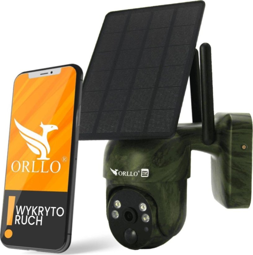 ORLLO Kamera IP Orllo Bezdrôtová 4G LTE Obrotowa z Panelem Solarnym ORLLO TZ1 maskáčový
