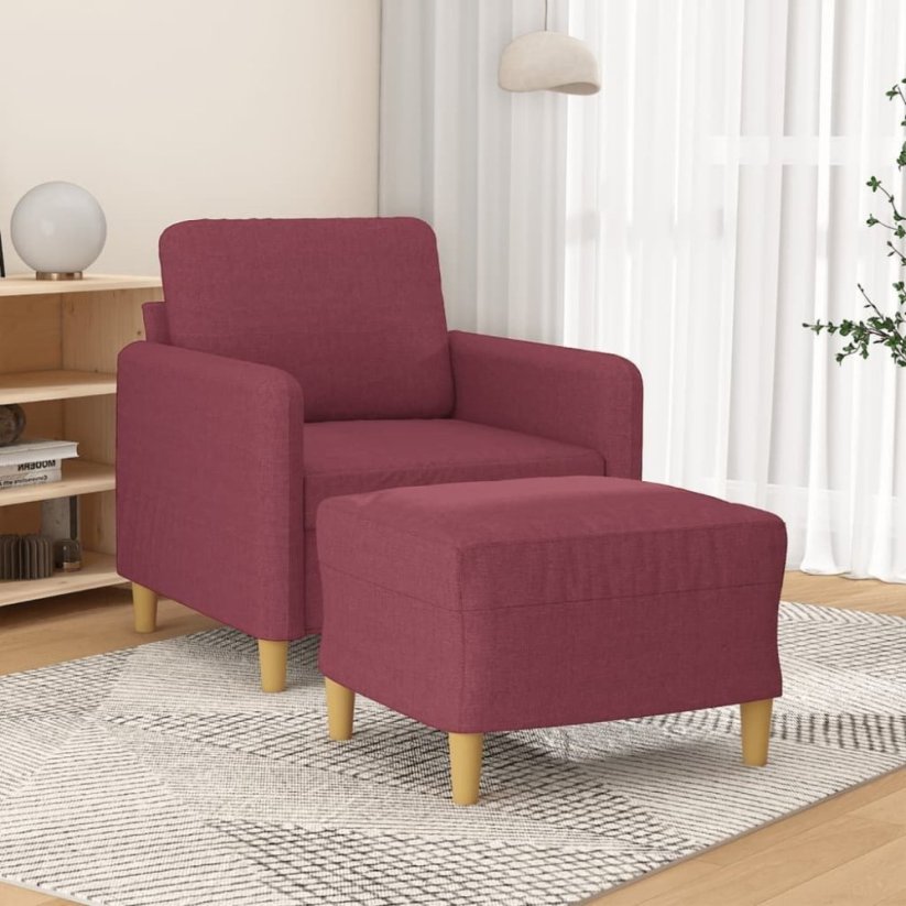 vidaXL vidaXL Fotel z podNôžkiem, winna czerwień, 60 cm, obity tkaniną