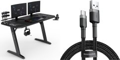 SENSE7 Nomad Cybernetic Czarne 140 cmx60 cm + kabel usb