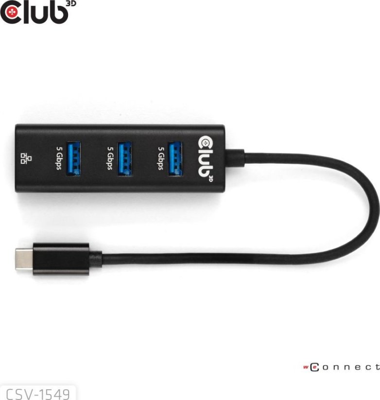 Club 3D Club3D USB-Hub USB Typ-C 3.2 > 3x USB Typ A       1Gbps retail