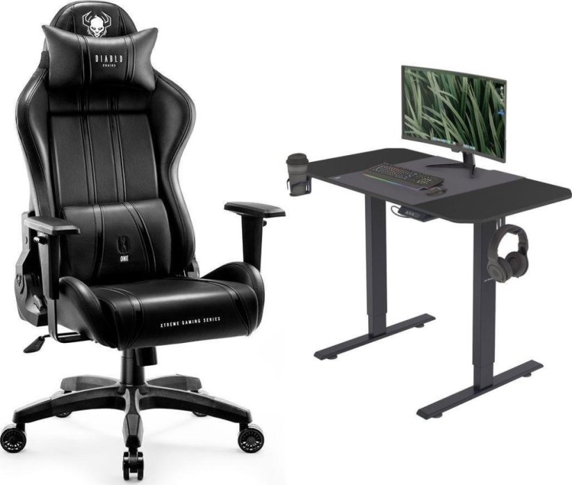 Diablo Chairs X-ONE 2.0 NORMAL czarny + EGON 1100 Czarne 110 cmx60 cm