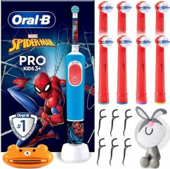 Oral-B Vitality Pro Kids 103 Spiderman + 4 x Końcówka + Wyciskacz do past + držiak na końcówkę Blue