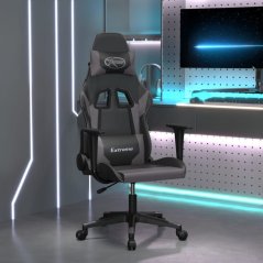 vidaXL Fotel gamingowy, čierno-Sivý, sztuczna skóra