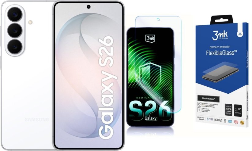 Samsung Galaxy S26 5G 12/512GB Biały (SM-S942BZWHEUE) + FlexibleGlass