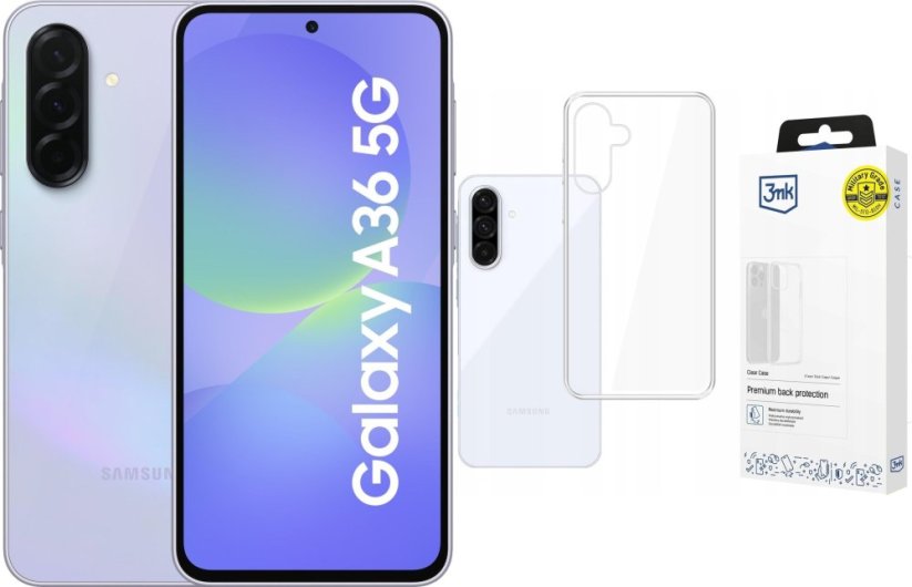 Samsung Galaxy A36 5G 6/128GB Fioletowy  (SM-A366BLVBEUE) + Etui Clear Case