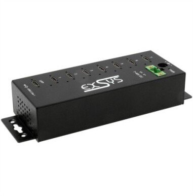 Exsys EX-1537HMVS – zarządzany, 7-portowy metalowy hub USB-C 3.2 Gen 1 z ochroną przeciwprzepięciową EDS 15 kV (15.06.3517)