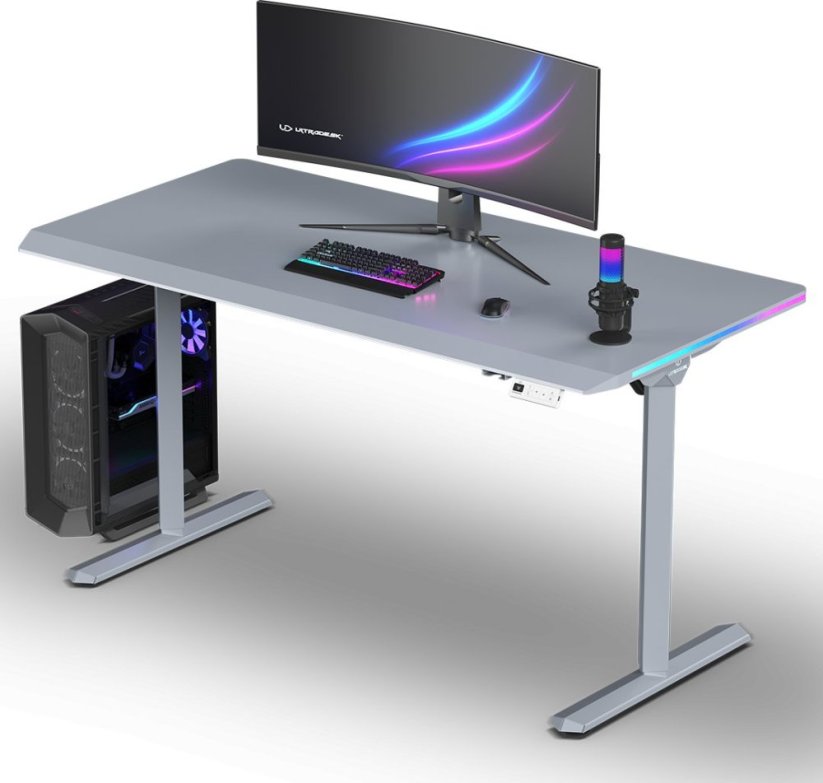 Ultradesk QUEST Szare 140 cm x 70 cm Szare nogi