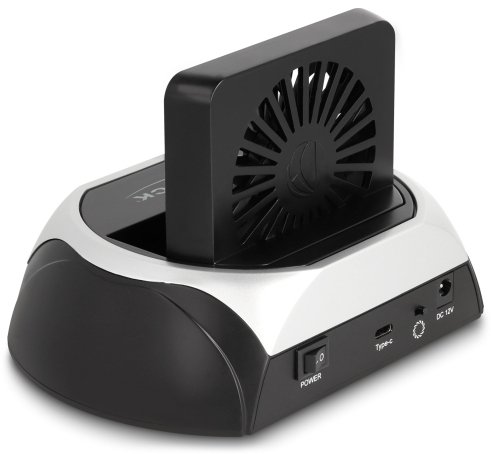 Delock USB 10 Gbps Stacja dokująca Pre 2.5? / 3.5? SATA HDD / SSD lub M.2 NVME PCIE lub SATA SSD z ventilátorem (64280)