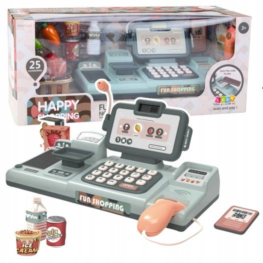 LeanToys Sada Kasa Sklepowa Produkty Spożywcze Czytnik Telefon 25El