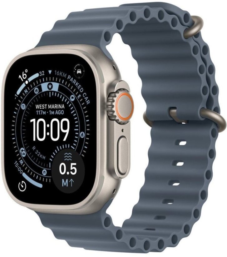 Apple Watch Ultra 3 GPS + Cellular 49mm Natural Titanium / Ocean Band Modrý  (MEWH4QP-A)
