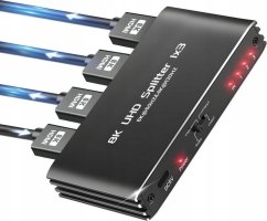Pawonik SPLITTER HDMI 2.1 1x3 ROZDZIELACZ ULTRAHD HDCP 2.3 8K60HZ 4K 120HZ - 3 TV one size