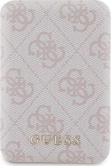 Guess Guess Powerbank indukcyjny 15W GUPB5FP4EMGP 5000mAh Ružový/pink 4G Leather Metal Logo MagSafe