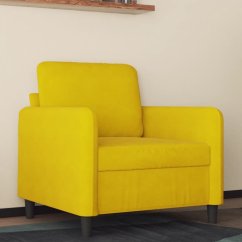 vidaXL vidaXL Fotel, Žltý, 60 cm, obity aksamitem