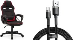 SENSE7 Knight materiałowy czarno-czerwony + kabel usb