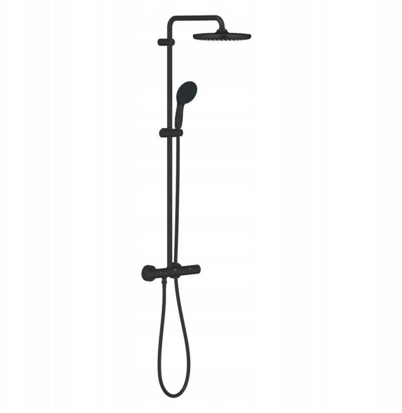 Grohe Termostatyczny system prysznicowy Tempesta System 250 (głowica Ø250, 2-strumieniowa słuchawka sprcha, 8 l/min), Čierny matowy (266702431)