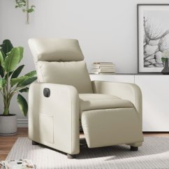 vidaXL vidaXL elektrickýfotel rozkładany, krémový, obity sztuczną skórą