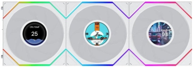 Lian Li ventilátory Uni Fan TL LCD Flex Wireless ARGB PWM Reverse Blade (Sada 3 ks 120mm White (G9F.12RTLLCD1F3W.00)