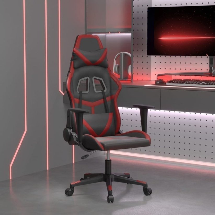 vidaXL Fotel gamingowy, čierno-bordowy, sztuczna skóra Lumarko!