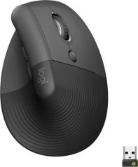 Logitech Logitech Lift Ergonomiczna pionowa mysz Bezdrôtová, odbiornik USB Bluetooth lub Logi Bolt, cicha  Grafitová