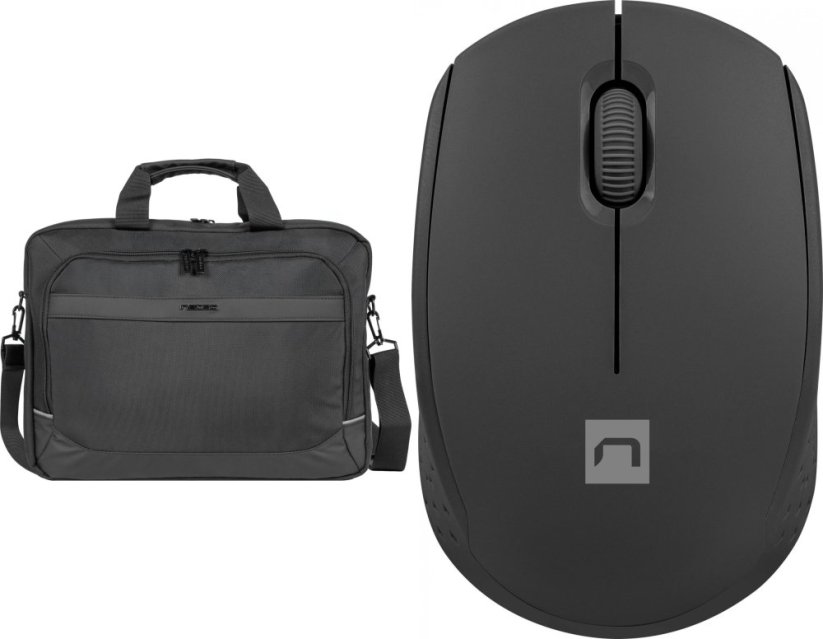 Natec Torba Natec Kudu czarna 15.6" (NTO-2238) + Mysz Stork (NMY-2000)