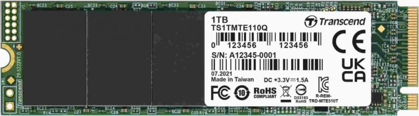 Transcend 110Q 1TB M.2 2280 PCI-E x4 Gen3 NVMe (TS1TMTE110Q)