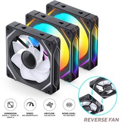 Jonsbo Jonsbo ZL-120BR PWM ARGB Lüfter 3er Pack, umgekehrte Ausrichtung - 120mm, schwarz