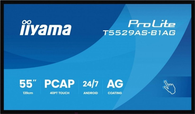 iiyama Monitor 55 cali T5529AS-B1AG VA,4K,HDMIx2,USB-C,RJ45,2x10W,WiFi, Android 14, Signal FailOver, Whiteboard, iiSignage2 (CMS),  IIYAMA