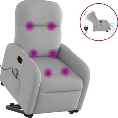 vidaXL vidaXL Podnoszony fotel masujący, elektryczny, rozkładany, Sivý