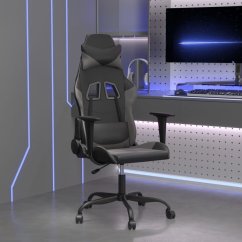 vidaXL Fotel gamingowy, čierno-Sivý, sztuczna skóra