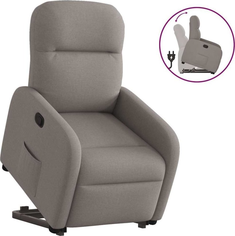 vidaXL vidaXL Podnoszony fotel rozkładany, farba taupe, obity tkaniną