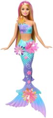 Mattel Syrenka z długimi blond włosami z Ružovými pasemkami, funkcją rozkwitających kwiatów (JDM72)