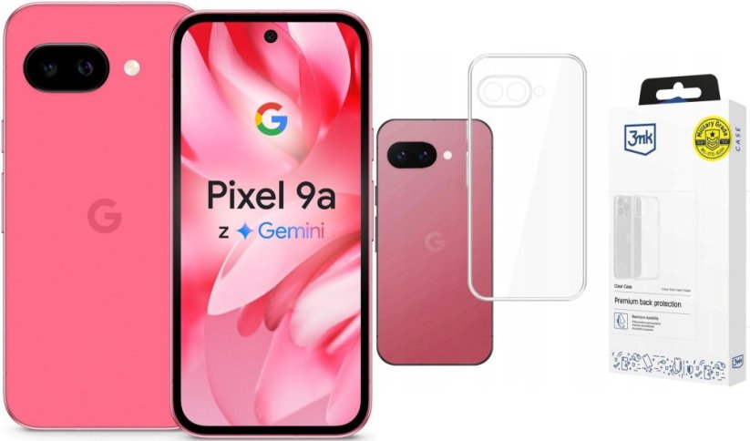 Google Pixel 9A 5G 8/128GB rose (GA09565-GB) + Etui Clear Case
