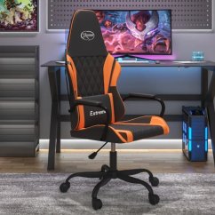 vidaXL Masujący fotel gamingowy, Čierno-oranžový, sztuczna skóra Lumarko!