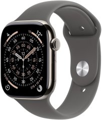 Apple Watch 11 GPS + Cellular 42mm Natural Titanium Sport Band M/L Grafitový  (MF8N4ZR/A)