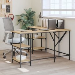 vidaXL Biurko, dub sonoma, 139x139x75 cm, materiał drevopochodny