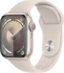 Apple Watch Series 9 GPS, 41mm Koperta z aluminium w farbaze księżycowej powiaty z paskiem sportowym w farbaze księżycowej powiaty - M/L