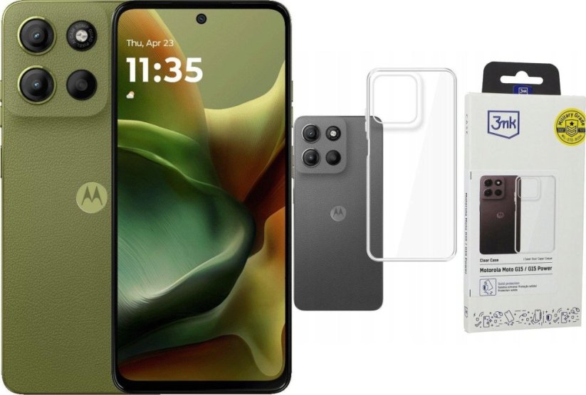 Motorola Moto G15 8/128GB Zielony  (PB6E0016PL) + Etui Clear Case
