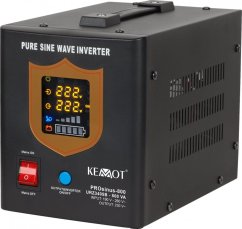 Kemot Zasilacz awaryjny KEMOT PROsinus-800 przetwornica z czystym przebiegiem sinusoidalnym i funkcją ładowania 12V 230V 800VA/500W - farba Čierny
