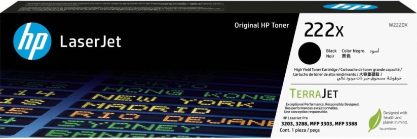 HP 222X - Wysoka wydajność - Čierny - originálny - LaserJet - Kaseta z tonerem (W2220X) - Pre Color LaserJet Pro