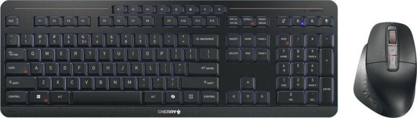Cherry Stream desktop ultimate klawiatura Dołączona myszka do biura/domowego użytku USB + RF Wireless + Bluetooth QWERTY Angielski Čierny