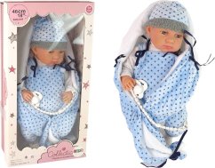 LeanToys Bábika Bobas 46 cm Modrá Smoczek Kocyk Gwiazdka