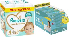 Pampers Pampersy Premium Care 4, 9-14 kg, 156 szt. +1200szt. chusteczek Freshclean