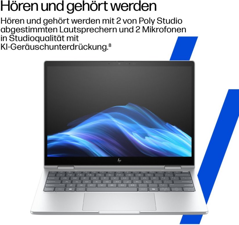 HP HP EliteBook 8 Flip G1i Notebook AI - Flip-Design - Intel Core Ultra 5 225U - Win 11 Pro - Intel Graphics - 16 GB RAM - 512 GB SSD NVMe - 33.8 cm (13.3") IPS Touchscreen 1920 x 1200 - Wi-Fi 7, Bluetooth - Glacier Silver - kbd: Deutsch - mit HP 3 year