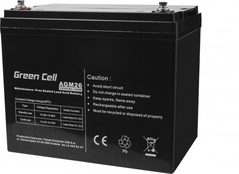 Green Cell akumulátor AGM VRLA 12V 84Ah