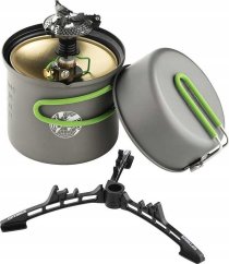 Optimus Crux Weekend cooking system, gas cooker (black/grey, with Weekend cooking set)