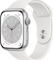 Apple Apple Watch Series 8 Smartwatch (silver/white, 45mm, Sport Band, Aluminum Case) MP6N3FD/A