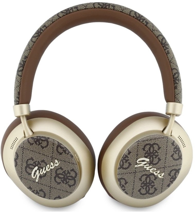 Guess Nauszne Bluetooth ENC 4G Gold Script Metal Hnedý