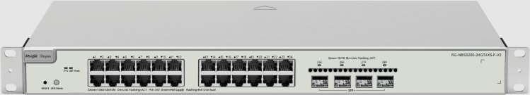 RUIJIE Prepínač sieťový Networks Zarządzany L2+ Gigabit Ethernet (10/100/1000) Obsługa PoE Sivý (RG-NBS3200-24GT4XS-P-V2)