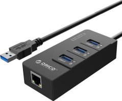 Orico 4w1 1x RJ-45  + 3x USB-A 3.0 (HR01-U3-V1-BK-BP)